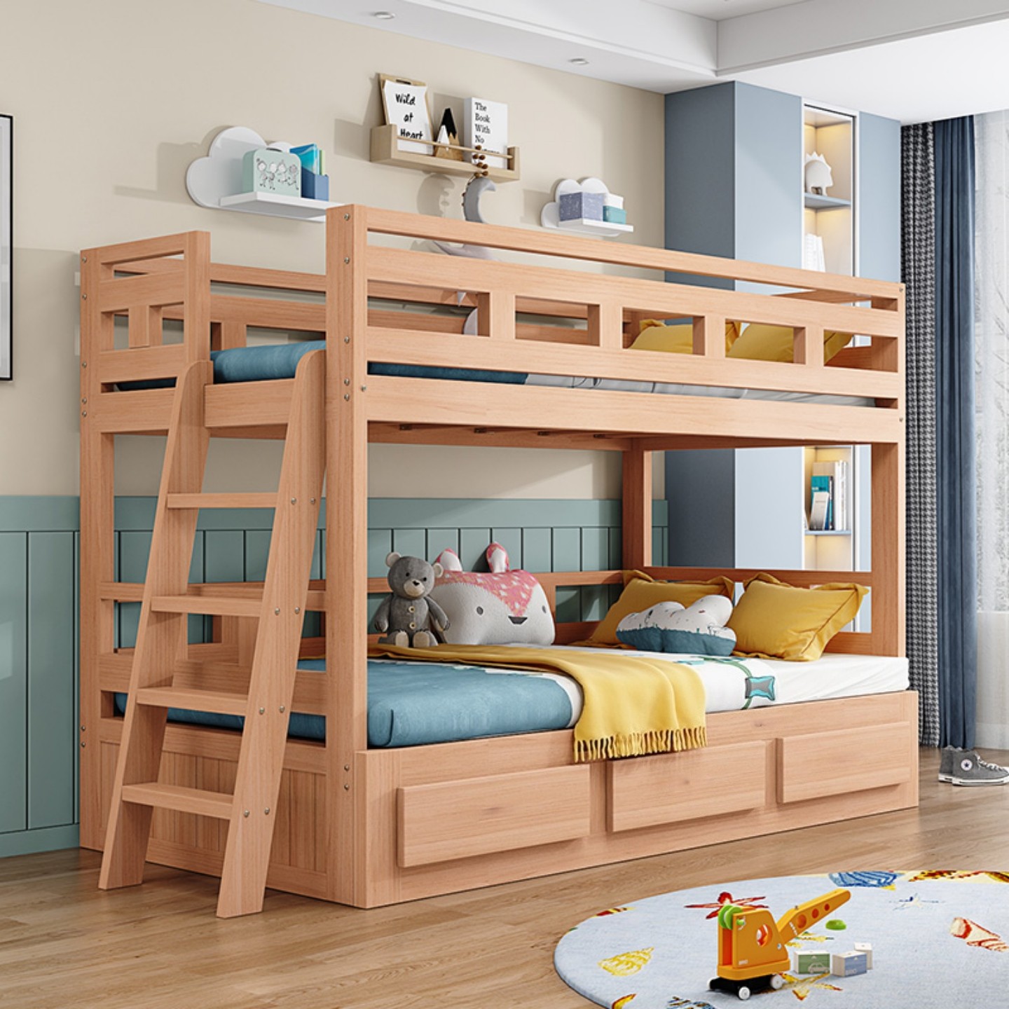 全实木抽拉高低床榉木松木红胡桃上下铺双层床成年人伸缩推拉床,淘宝优惠券,粉丝福利购,淘宝优惠卷