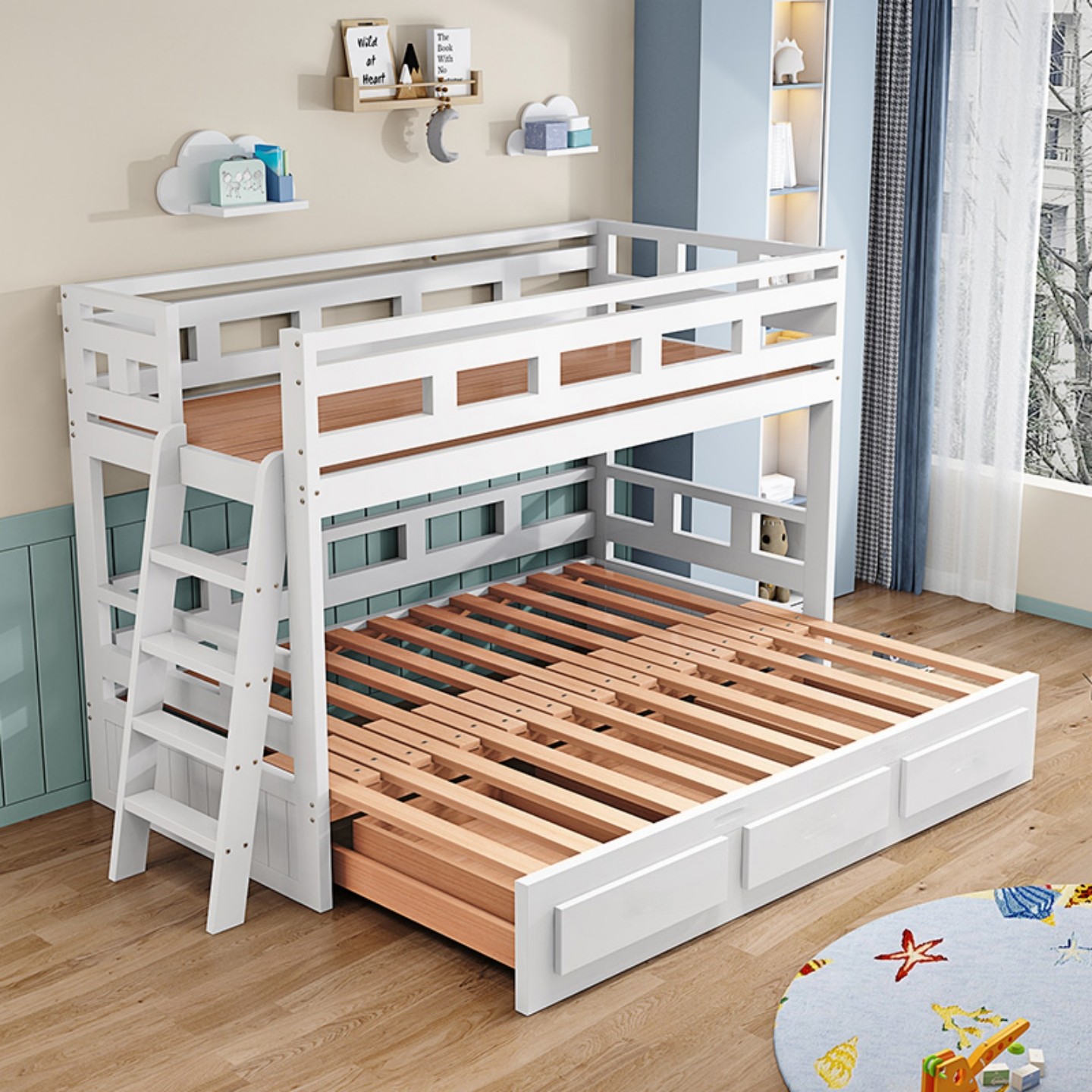 全实木抽拉高低床榉木松木红胡桃上下铺双层床成年人伸缩推拉床,淘宝优惠券,粉丝福利购,淘宝优惠卷