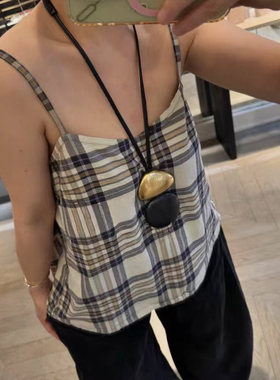 不规则黑檀木拼接皮绳长项链女