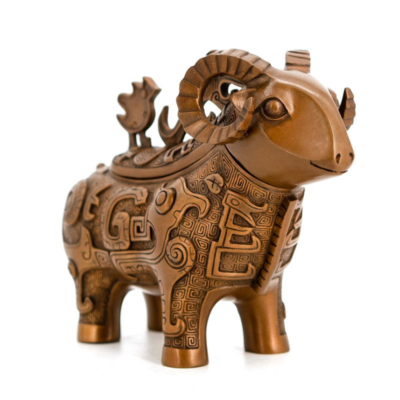 羊觥羊尊仿古青铜器中式摆件客厅家居办公室桌面青铜鼎装饰工艺品,淘宝优惠券,粉丝福利购,淘宝优惠卷