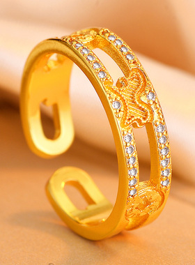 马年有福~本命年金色小马戒指女生小众设计新年轻奢高级感食指戒