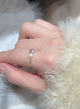 天然淡水珍珠戒指14K注金不褪色