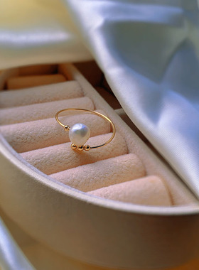 天然淡水巴洛克珍珠戒指精美文艺设计送礼选开口可调节可水洗