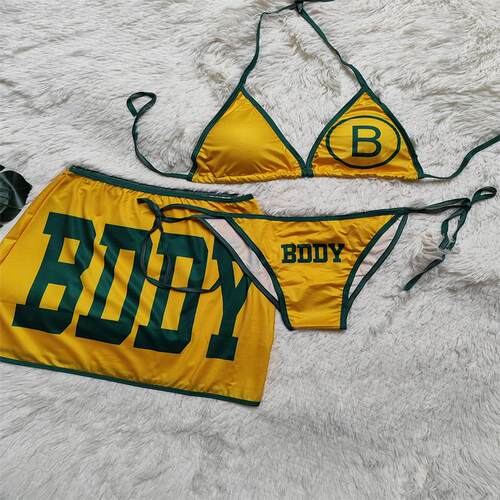 多巴胺仙气游泳衣女bikini比基尼三件套沙滩装女温泉性感泳装内衣 - 图3