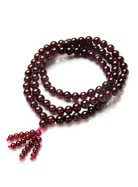 水晶橙色石榴石佛珠手链