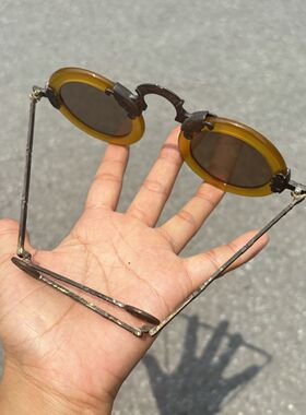 复古纯铜收藏挂钩水晶老款老式眼镜古玩透明墨镜大亨时尚仿古石头