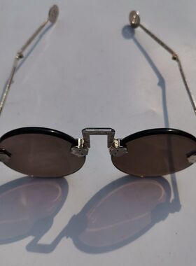 老上海民国仿古天然水晶眼镜纯铜镜架复古太阳镜文玩太阳眼镜