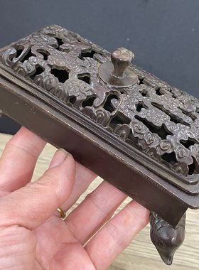 古董文玩 象腿卧熏香炉铜炉家用盘香复古老物件