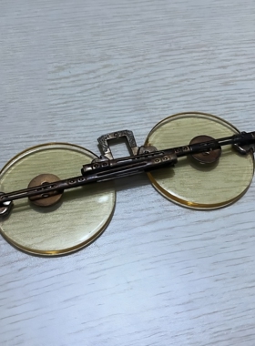 仿古眼镜民国眼镜太阳镜古玩杂项老上海墨镜茶晶水晶眼镜淡黄色