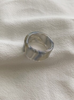 韩国东大门博主同款戒指小众树脂亚克力晕染开口戒子简约食指指环