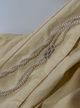 施家强光珍珠双层项链轻奢小众新款高级毛衣链女