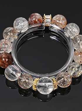 【凤凰于飞】高货天然黑金超七白水晶手串女款时尚显白手链