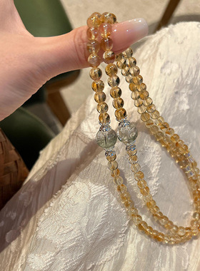天然巴西黄水晶手链女双
