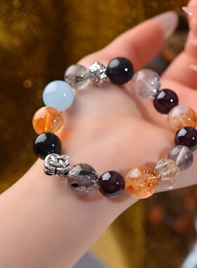 海蓝宝黑发晶黄塔晶时尚