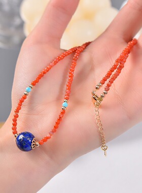 南红玛瑙青金主珠时尚设计锁骨吊坠抖音小红书直播供货爆款