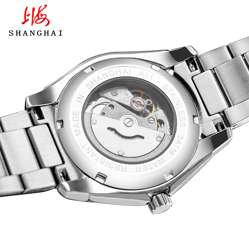 上海牌手表男新品全自动机械表防水潮流钢带腕表国产男士手表574