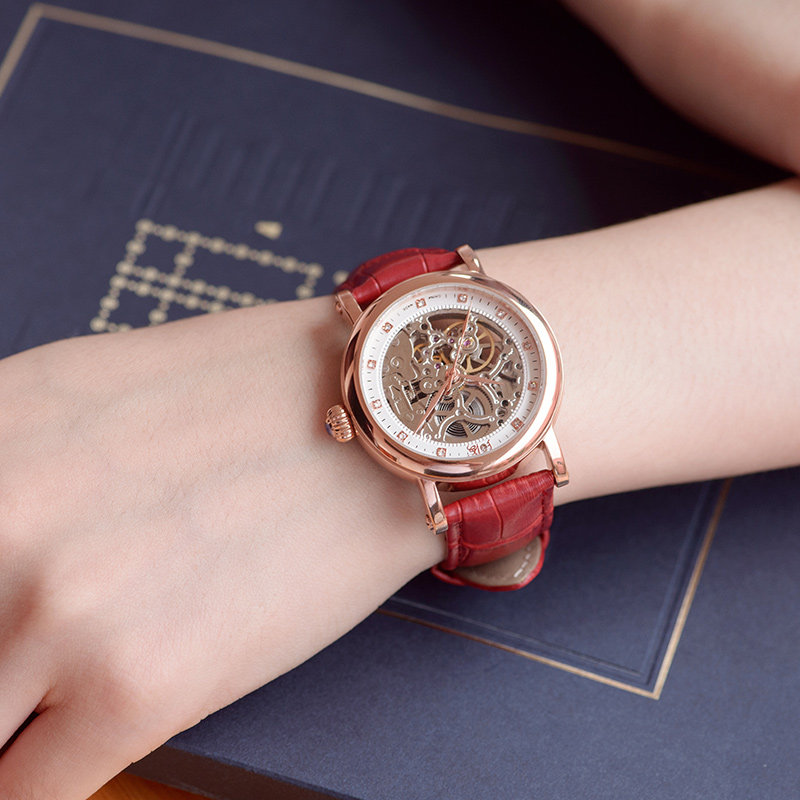 上海自动女潮流时尚镂空镶钻机械表 上海上时国产腕表