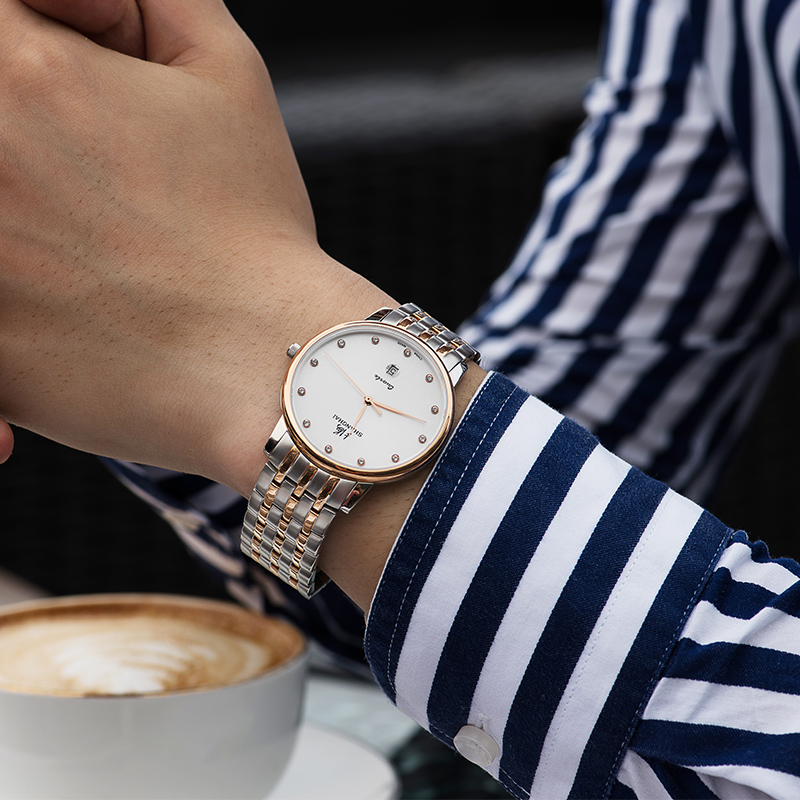 上海表 上海牌手表正品男士超薄钢带镶钻潮流时尚石英表 2005
