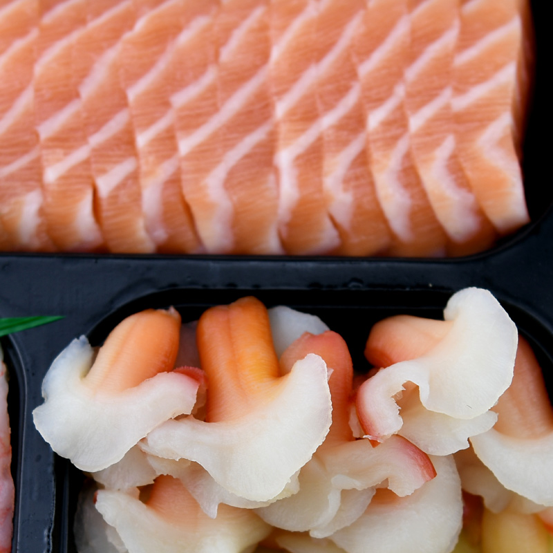 怡鲜来旗舰店新鲜生鱼片刺身拼盘500g 进口冰鲜三文鱼刺身中段素鲍鱼刺身套餐3
