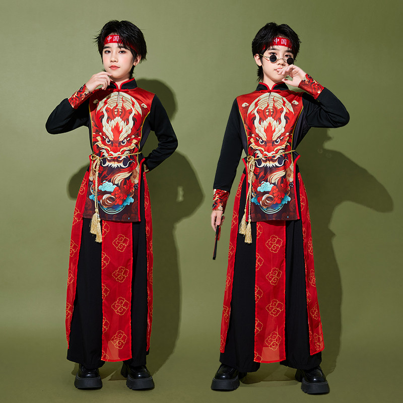 爵士儿童演出服jazz新中式古典国潮舞蹈走秀男女童套装街舞打鼓,淘宝优惠券,粉丝福利购,淘宝优惠卷