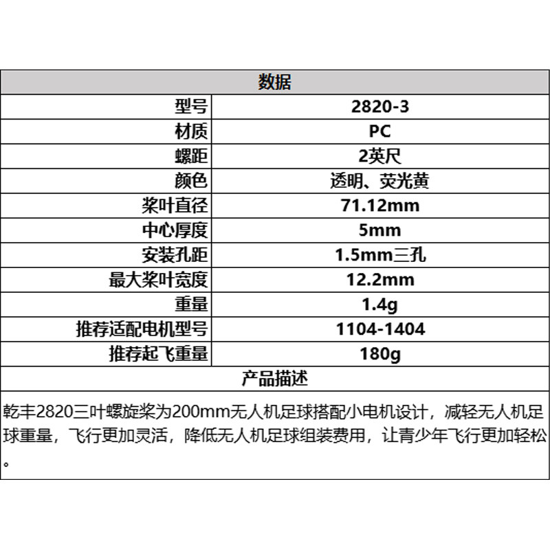GEMFAN乾丰2820-3桨叶2.8寸无刷足球无人机200mm 1104-1404电机,淘宝优惠券,粉丝福利购,淘宝优惠卷
