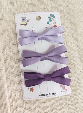 手工紫色蝴蝶结儿童刘海夹套装