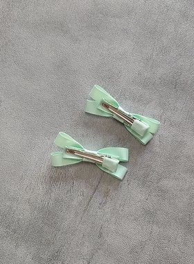 薄荷绿色小清新简约蝴蝶结发夹