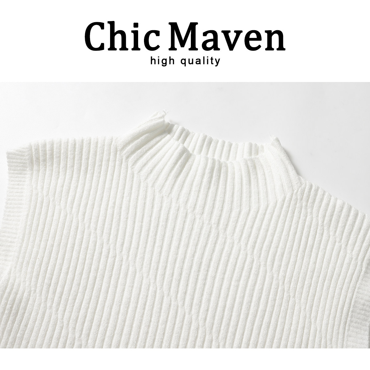Chic Maven简约半高领无袖针织背心女春季修身显瘦无袖内搭上衣服,淘宝优惠券,粉丝福利购,淘宝优惠卷
