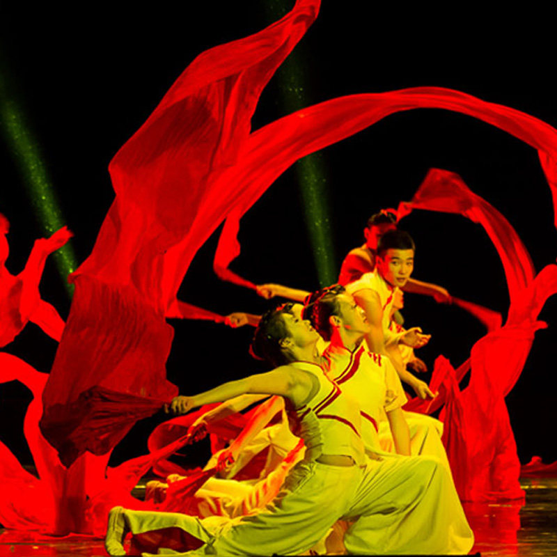 红色摇篮长绸扇舞蹈道具跳舞秧歌长扇子加长演出大红开场舞双面扇