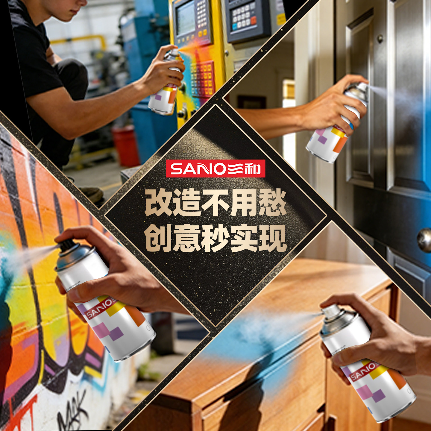三和自喷漆防锈金属漆塑料家具木器漆涂鸦快干底漆墙面手摇喷漆