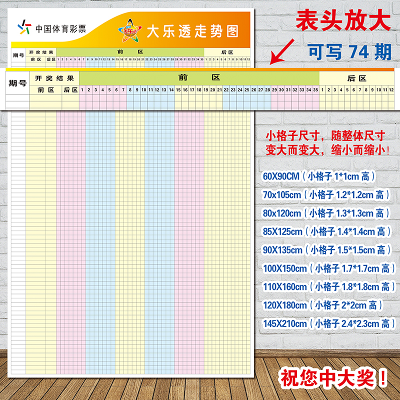 排三排五大乐透走势图表格可擦写双色球3D七乐彩7星七星彩站挂图 - 图1