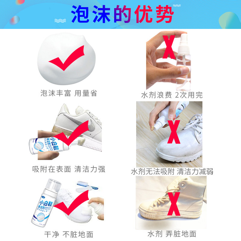 小白鞋去污免洗擦鞋神器去黄清洗剂 君娜洗护鞋油