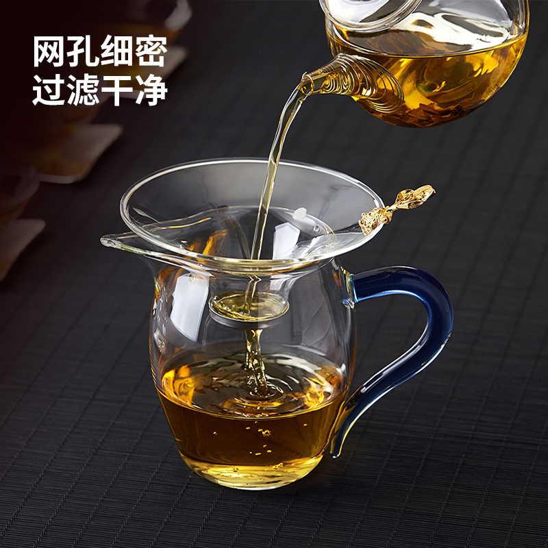 玻璃茶漏茶滤加厚耐热公道杯高档茶具茶海过滤家用大号单个分茶器 - 图0