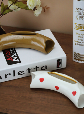 创意手绘名片夹手机音乐扩音器手机底座小礼品礼物彩陶工艺小摆件