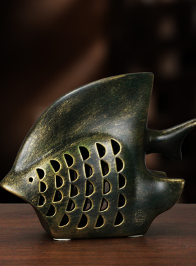 吉祥笔筒动物玄关办公室仿青铜铜