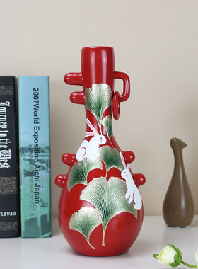 大井陶瓷摆件新中式客厅博古架