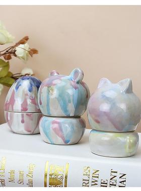 小鹿动物可爱风牙签罐餐厅陶艺