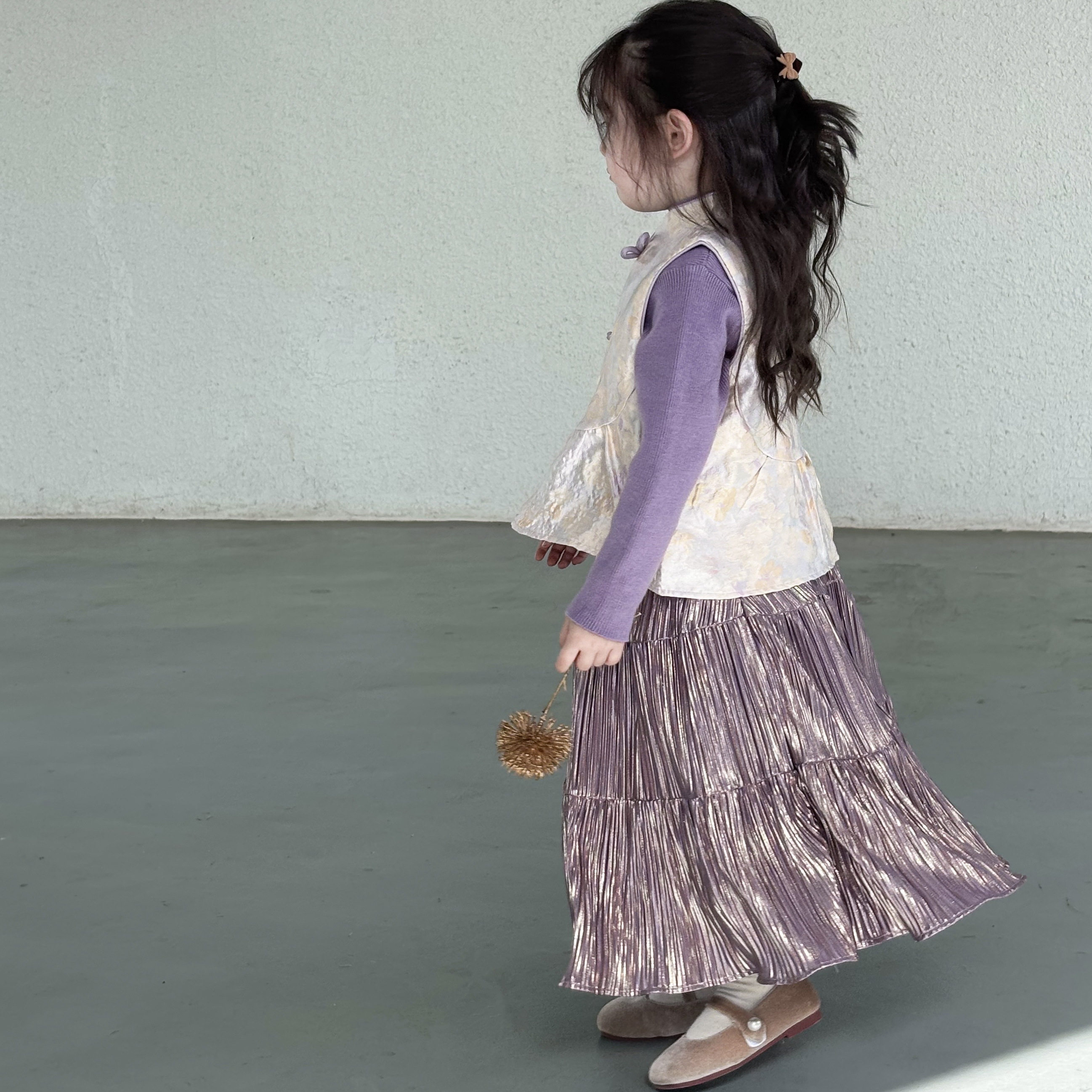 女童秋新款套装2025新款中秋儿童新中式国风马甲半身裙三件套套装,淘宝优惠券,粉丝福利购,淘宝优惠卷