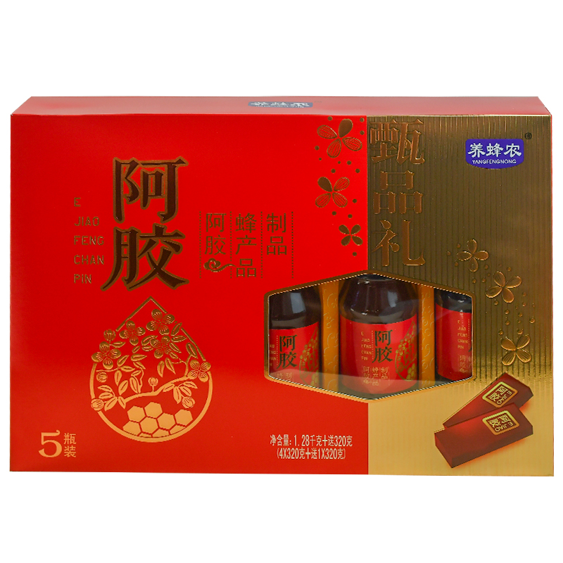 养蜂农阿胶蜂产品制品礼盒过节送礼蜂蜜1.28kg含阿胶320g*4罐 - 图3