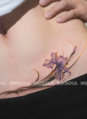 INKSOUL紫鸢抚痕紫色鸢尾纹身贴