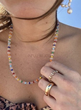 ins无性别彩虹透明博主同款项链