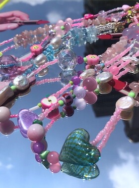 原创设计粉蓝紫马卡龙草莓猫眼石