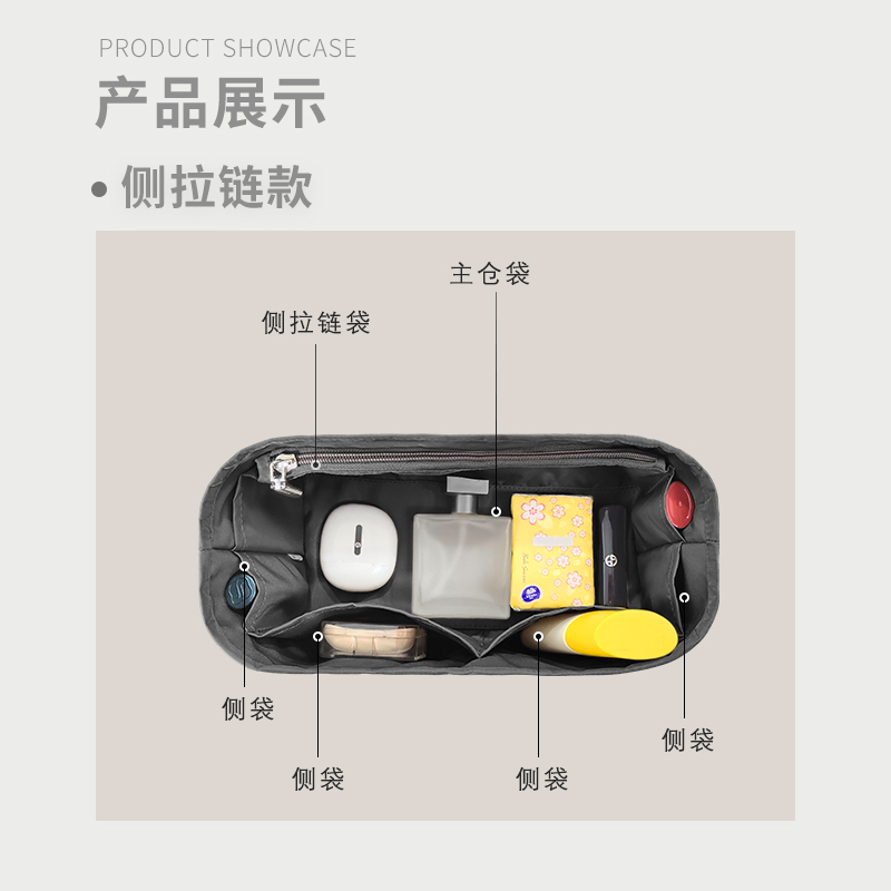 适用LV city keepall25 nano内胆包xs内衬35尼龙收纳包内袋侧拉链-图1