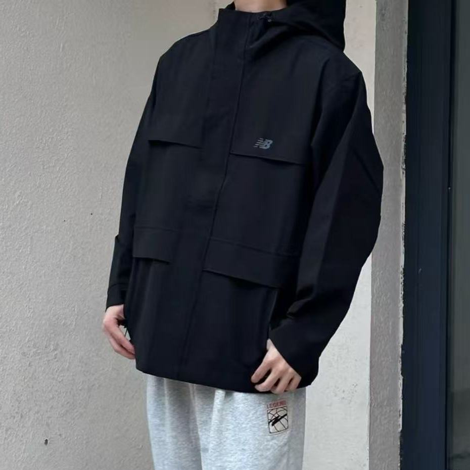 New Balance防风防水防尘舒适休闲落肩外套夹克黑色AMJ43313-BK - 图1