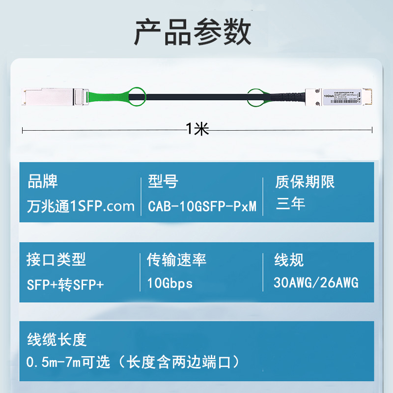 万兆SFP+线 DAC高速电缆 10G堆叠线直连线缆铜缆 光纤线 兼容思科H3C华为锐捷 SFP-H10GB-CU1/2/3/5/7M - 图0