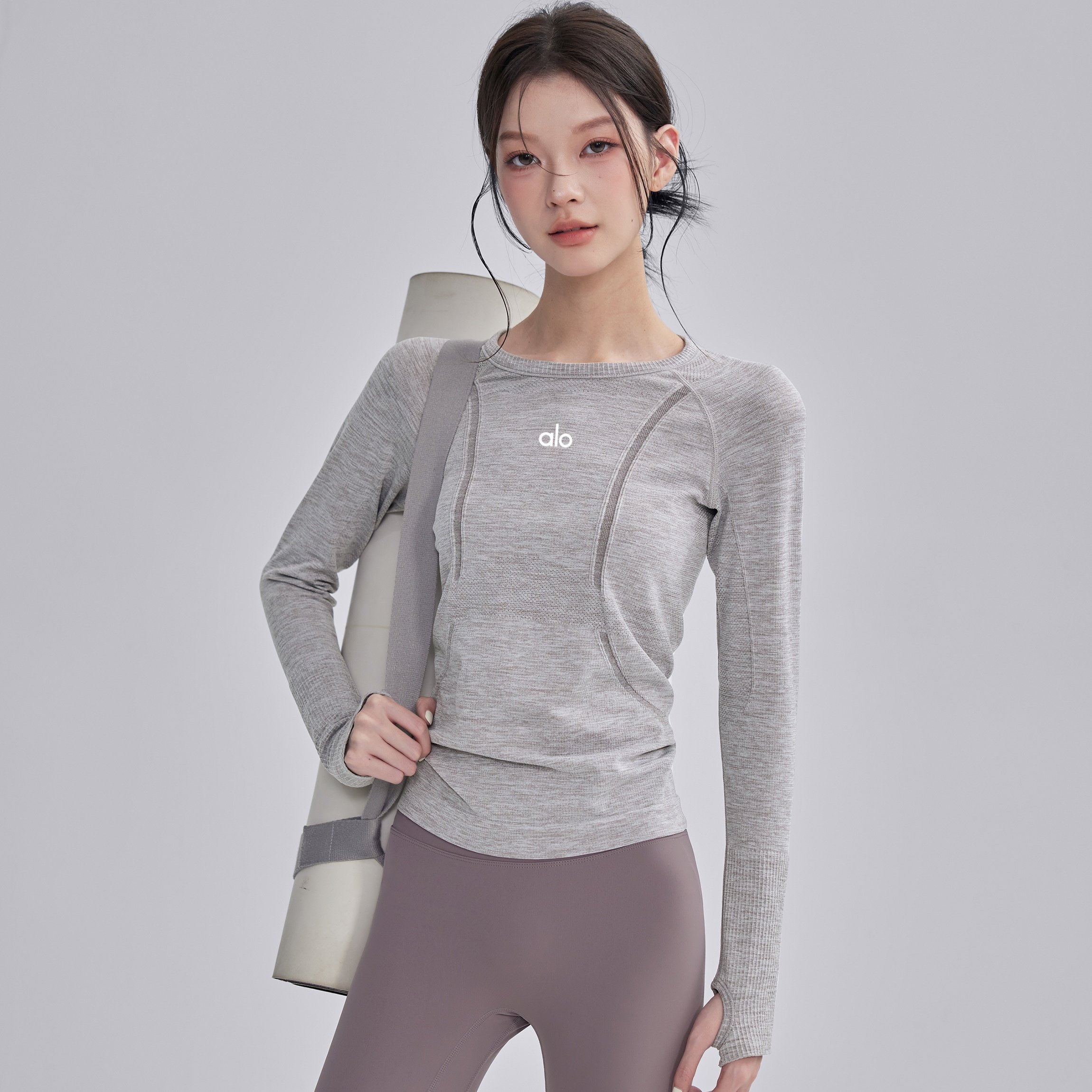 AIo秋季圆领紧身健身衣运动上衣女跑步t恤普拉提训练瑜伽服长袖,淘宝优惠券,粉丝福利购,淘宝优惠卷