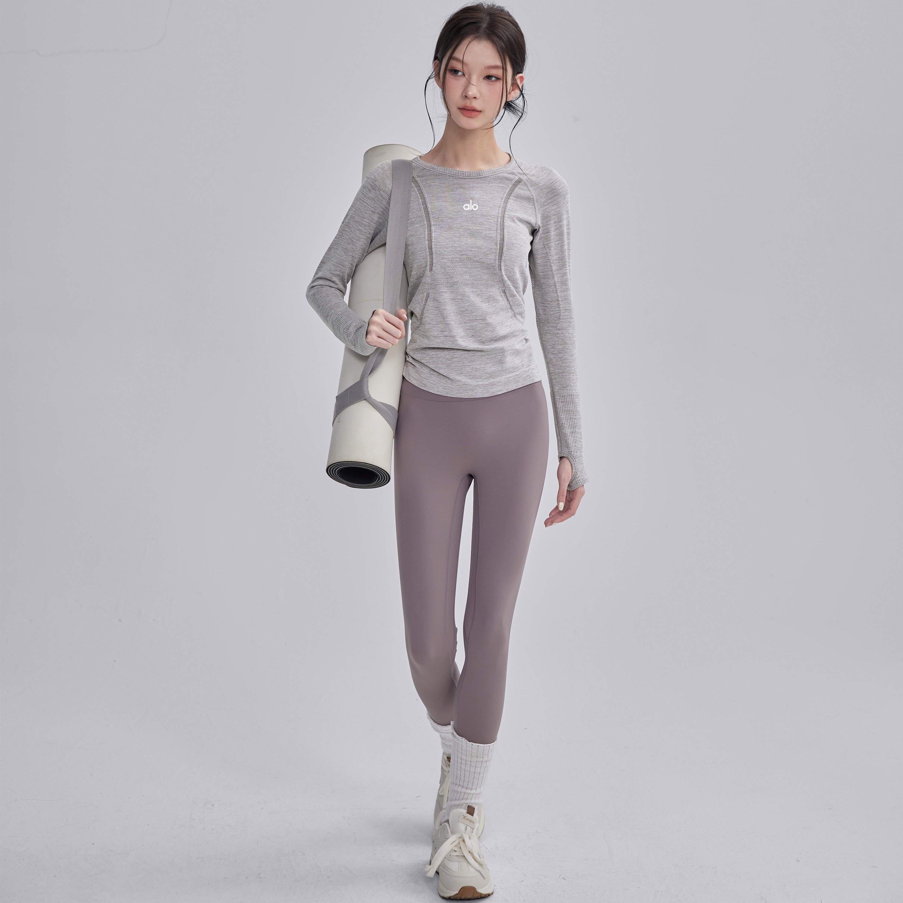 AIo秋季圆领紧身健身衣运动上衣女跑步t恤普拉提训练瑜伽服长袖,淘宝优惠券,粉丝福利购,淘宝优惠卷