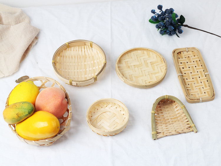 竹筛子竹篮竹簸箕箩筐乡村食品干货静物拍摄道具拍照美食摄影茶叶 王二丫摄影道具 淘优券