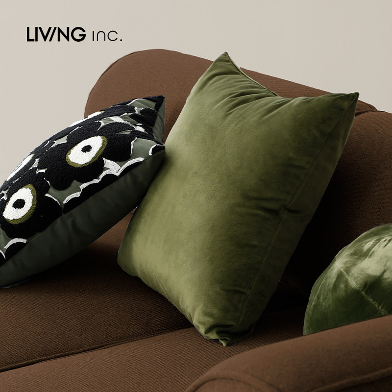 LIVING inc.橄榄天鹅绒 墨绿色抱枕沙发客厅轻奢复古靠枕床头靠垫,淘宝优惠券,粉丝福利购,淘宝优惠卷