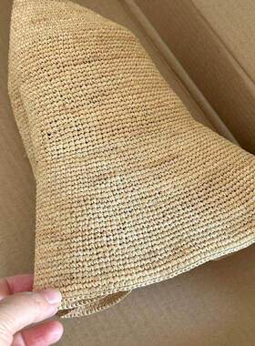 不闷头透气渔夫帽遮阳帽海边编织百搭显脸小女士大帽檐手工拉菲草